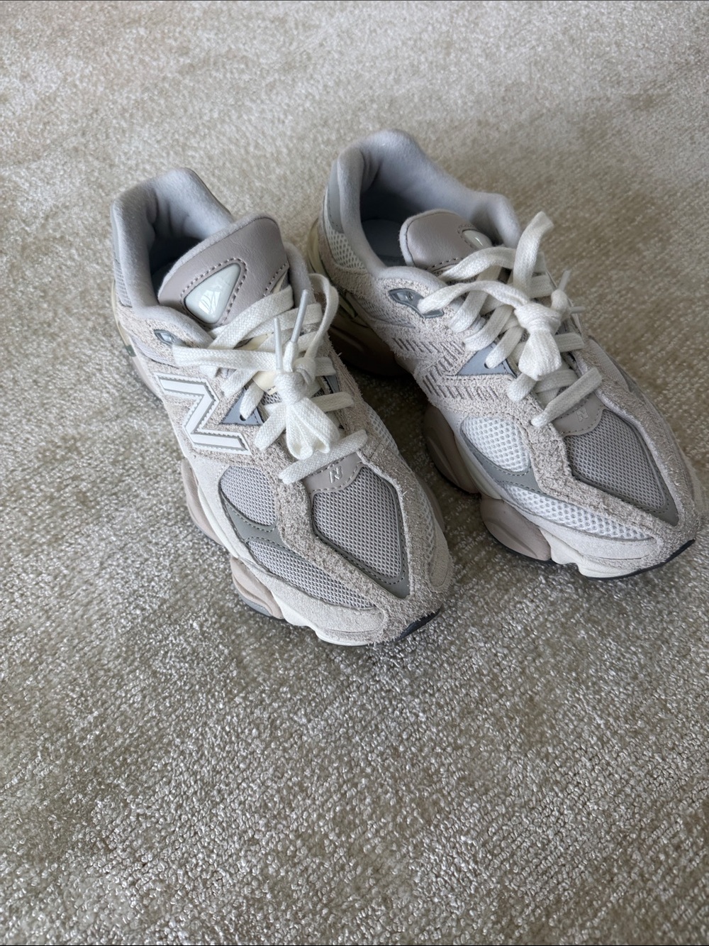 New Balance Kids Neutral Beige and Light Gray Sneakers